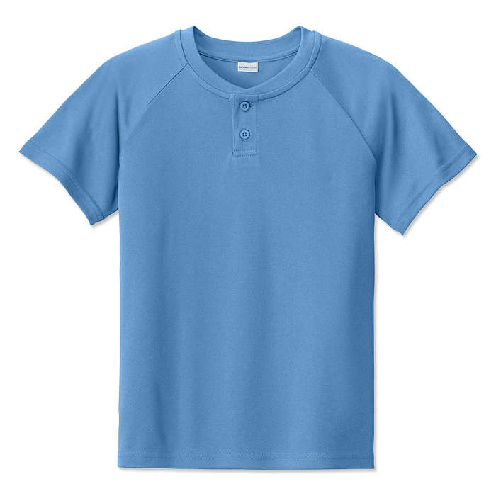 Sport-Tek Youth Competitor 2-Button Baseball Henley - True Royal