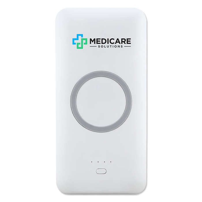 Full Color Chi-Charge Pro Qi 10,000 mAh Portable Wireless Power Bank - White