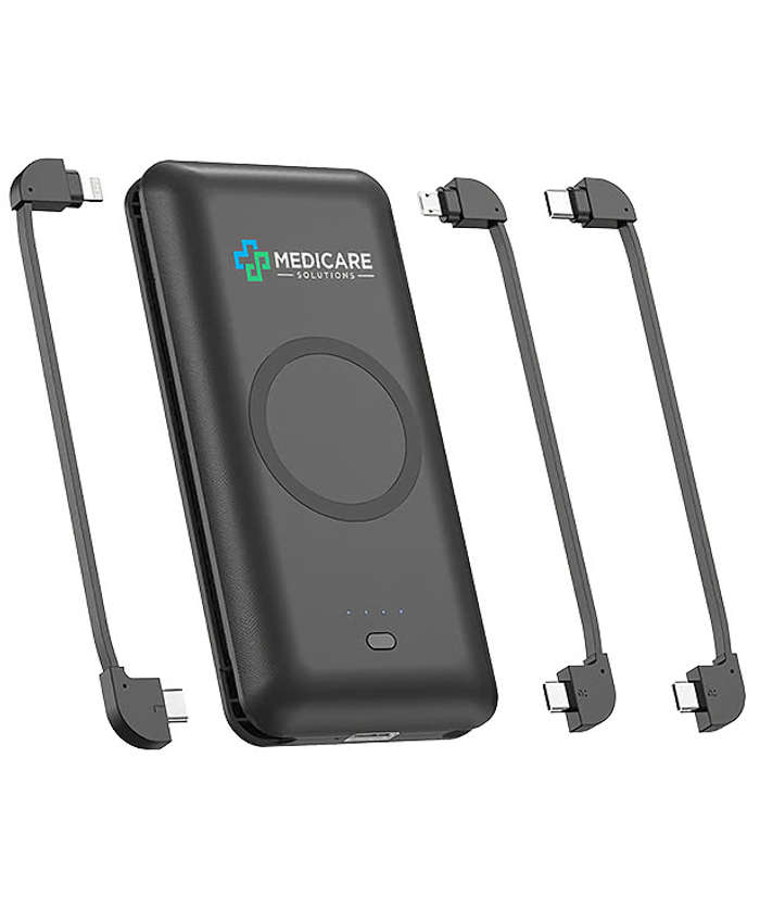 Full Color Chi-Charge Pro Qi 10,000 mAh Portable Wireless Power Bank - White