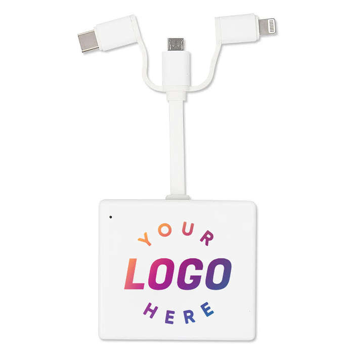Full Color Flamingo 3,000 mAh 3-in-1 Power Bank - White