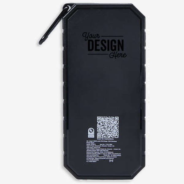 Full Color IPX5 Solar 10,000 mAh Portable Wireless Power Bank - Black