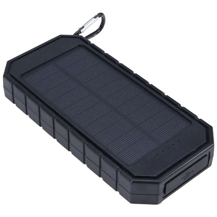 Full Color IPX5 Solar 10,000 mAh Portable Wireless Power Bank - Black