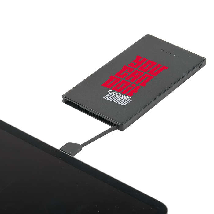 Full Color 4,000 mAh Cable Keeper Portable Power Bank - Black