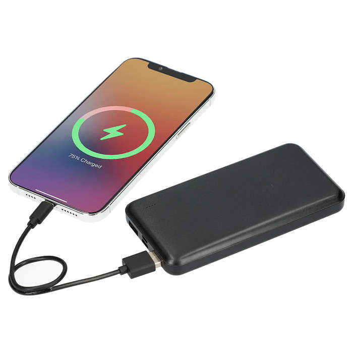 Full Color Dart 10,000 mAh Portable Power Bank - Black