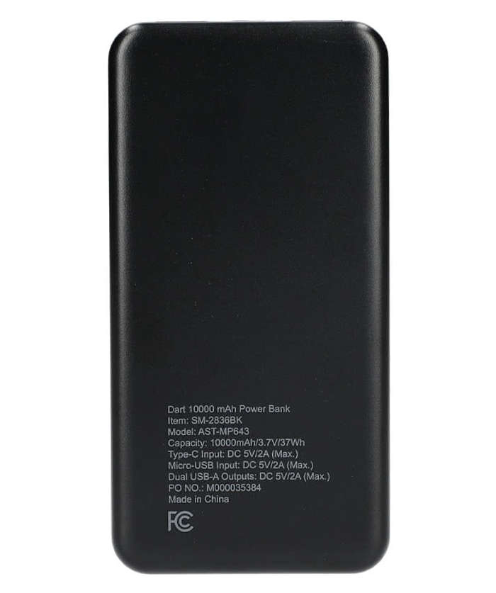Full Color Dart 10,000 mAh Portable Power Bank - Black 4 Full Color Dart 10,000 mAh Portable Power Bank - Black