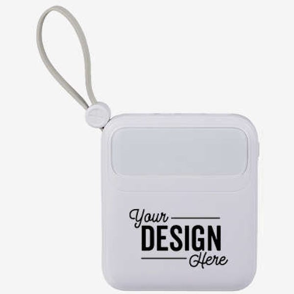 Full Color PWR Boost 10,000 mAh 20W PD Power Bank with Built-In Cables - White