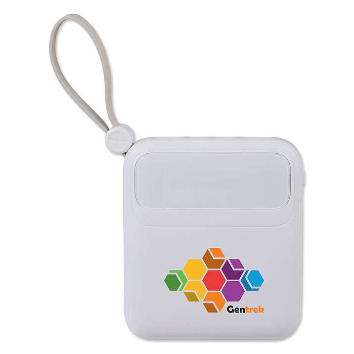 Full Color PWR Boost 10,000 mAh 20W PD Power Bank with Built-In Cables - White