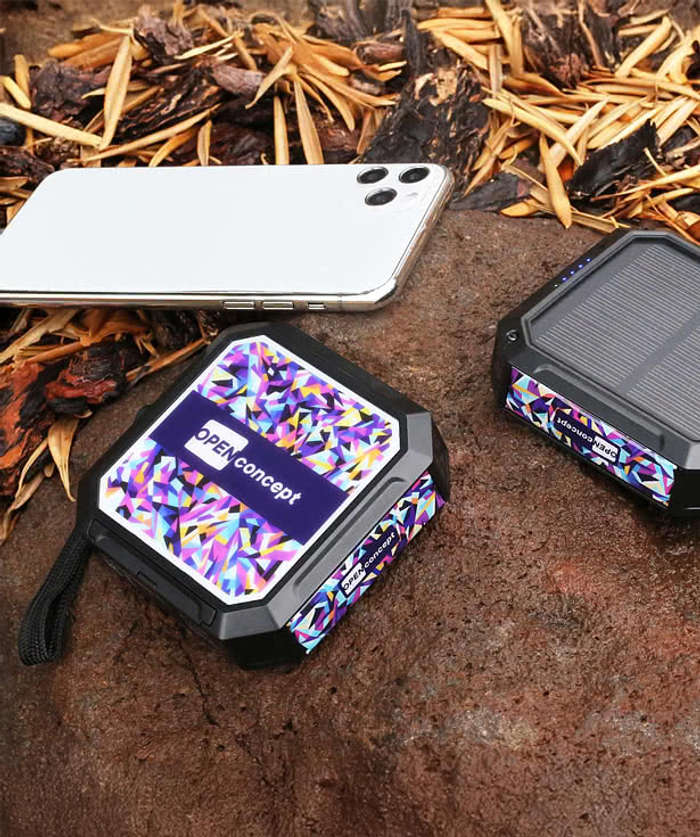 Full Color Solr 10,000 mAh Power Bank and Flashlight - Black