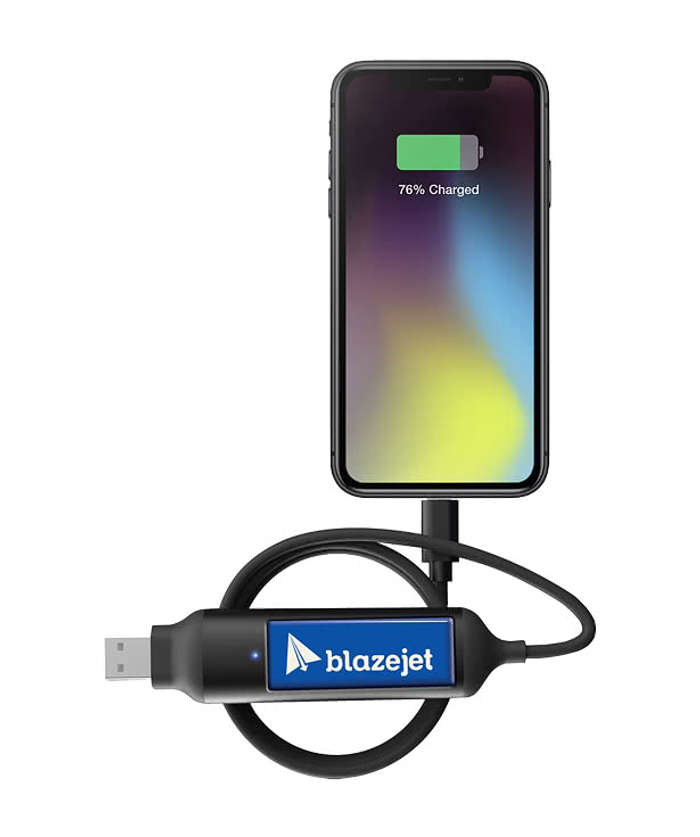 Full Color Boost 1,000 mAh Power Bank and Charging Cable - Black