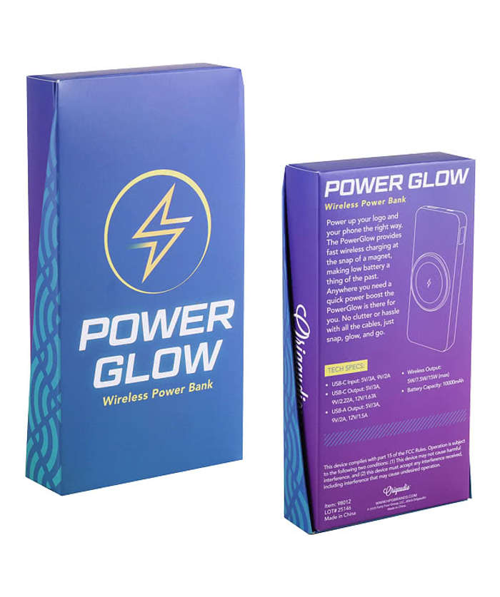 Full Color PowerGlow Illuminating 10,000 mA Wireless Power Bank - Black