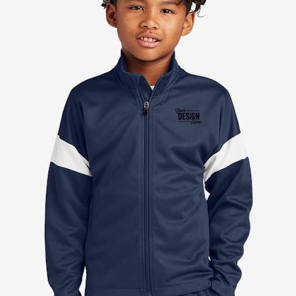 Sport-Tek Youth Recycled Travel Track Jacket - True Navy / White