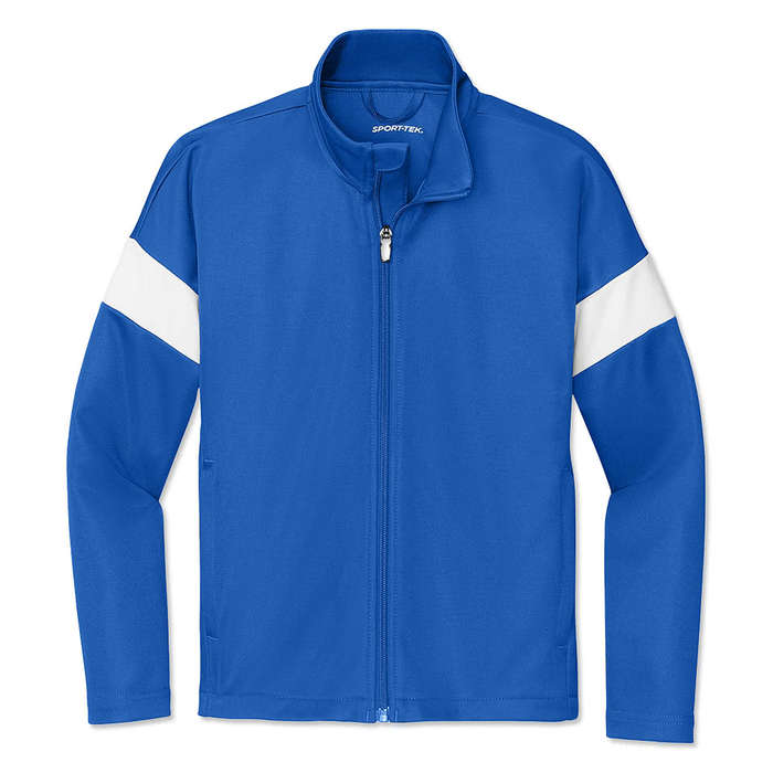 Sport-Tek Youth Recycled Travel Track Jacket - True Navy / White