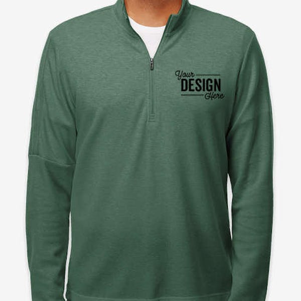Adidas 3-Stripes Recycled Quarter Zip Sweatshirt - Green Oxide Melange