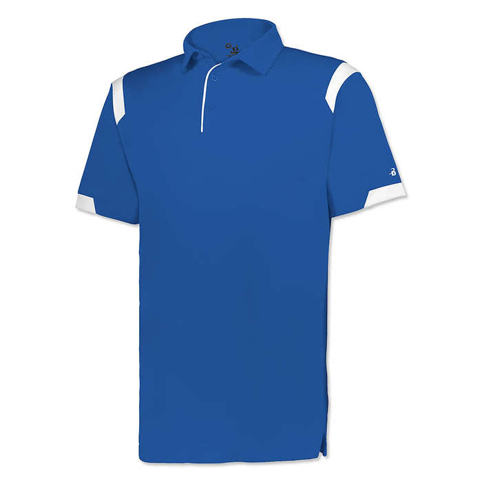 Badger Sport Youth On the Rise Odor-Resistant Performance Polo - Royal / White