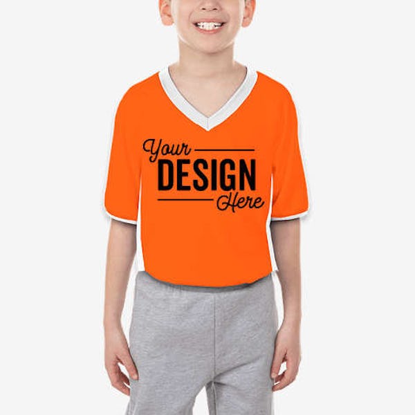 Augusta Youth Cutter+ UPF 50 V-Neck Jersey - Orange / White