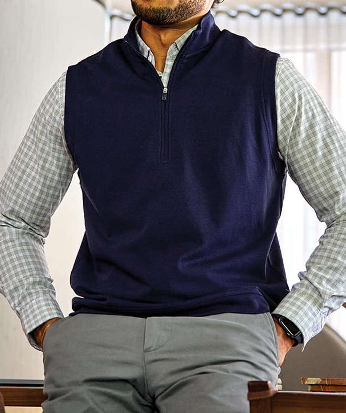 Adidas Club Recycled Quarter Zip Vest - Grey Three