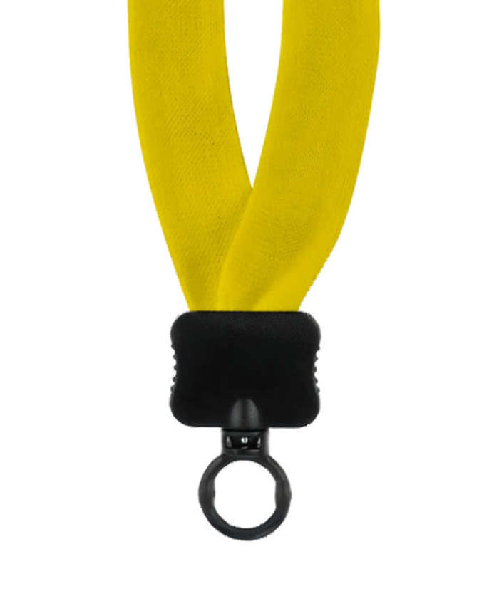 3/4" Cotton Lanyard with Plastic O-Ring and Large Metal J Hook - White