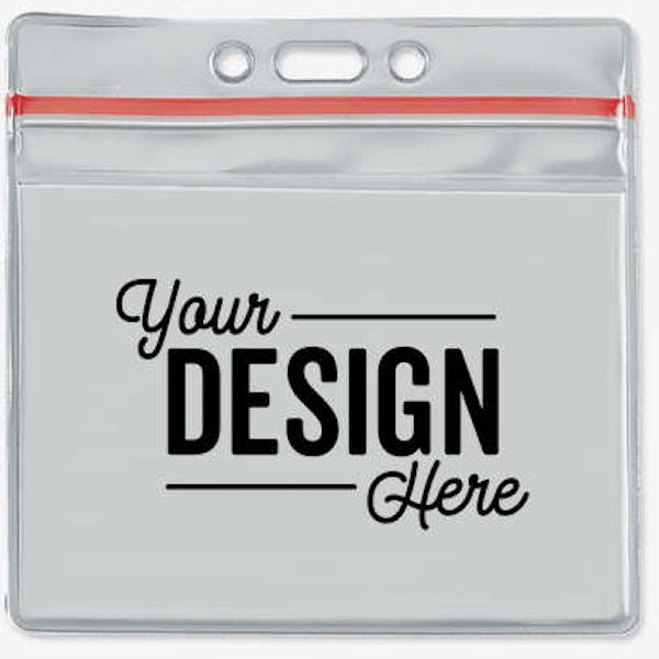 4" x 3" Horizontal Vinyl Badge Pouch with Zipper - Clear