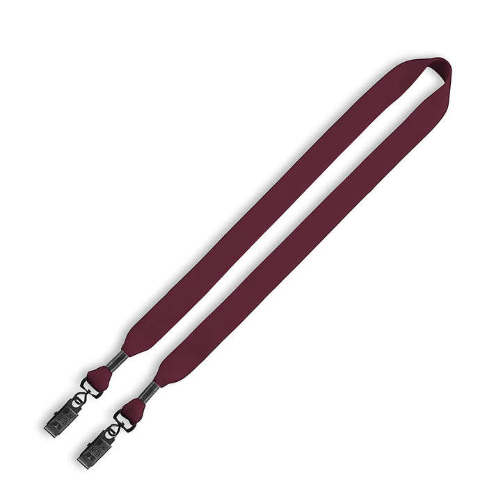 3/4" Cotton Double Bulldog Clip Lanyard - White