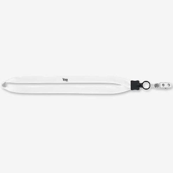3/4" Cotton Lanyard with Plastic O-Ring and Vinyl Snap Bulldog Clip - White