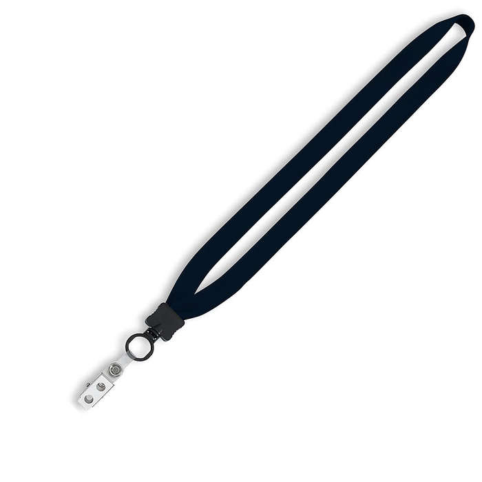 3/4" Cotton Lanyard with Plastic O-Ring and Vinyl Snap Bulldog Clip - White