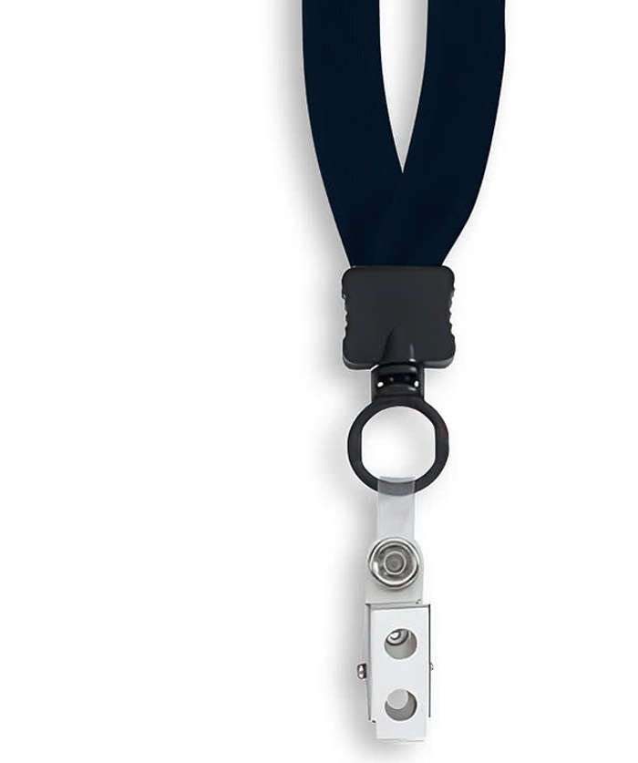 3/4" Cotton Lanyard with Plastic O-Ring and Vinyl Snap Bulldog Clip - White