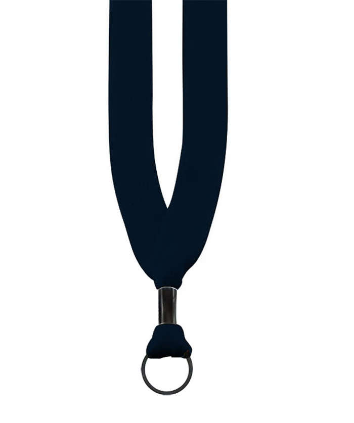 3/4" Cotton Lanyard with Metal Crimp and Split-Ring - White