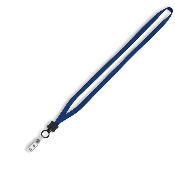1/2" Cotton Lanyard with Plastic O-Ring and Vinyl Snap Bulldog Clip - White