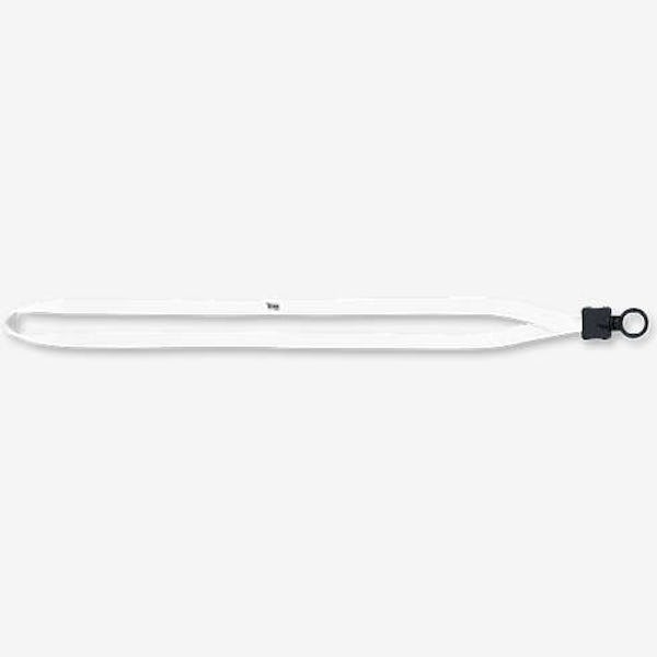 1/2" Cotton Lanyard with Plastic O-Ring and Clamshell - White