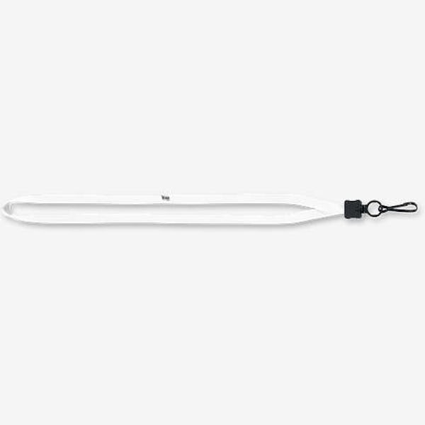1/2" Cotton Lanyard with Plastic O-Ring and Large Metal J Hook - White