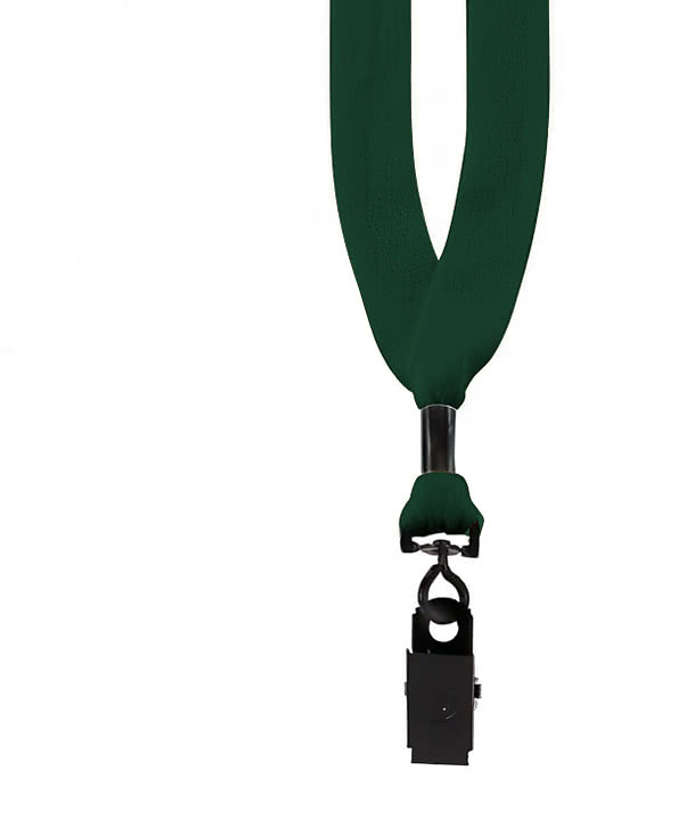 3/4" Cotton Lanyard with Metal Crimp and Bulldog Clip - White