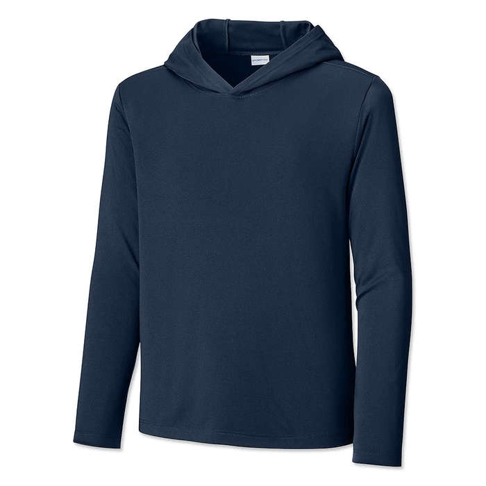 Sport-Tek Youth UPF 50 Hooded Long Sleeve Performance Shirt - White