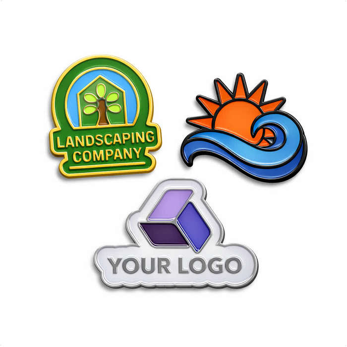 Full Color 1" Die Cut Enamel Lapel Pin - Silver