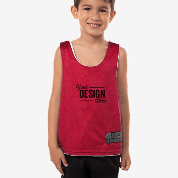 Augusta Youth Mesh Reversible Pinnie - Scarlet / White