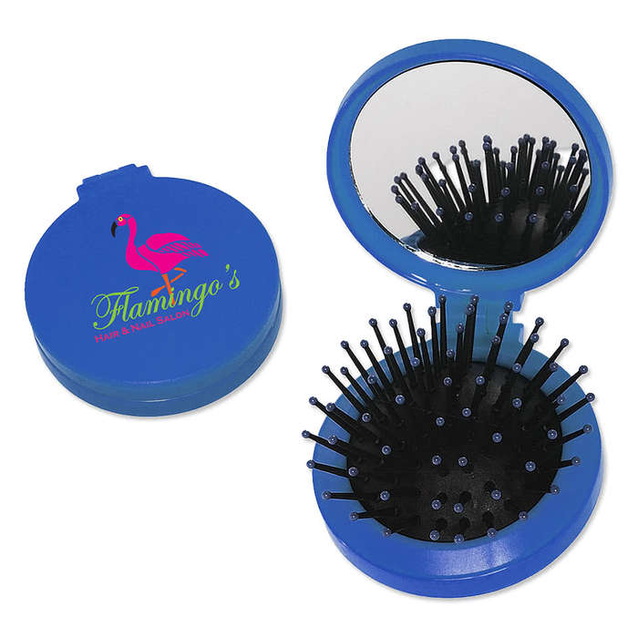 Full Color Brush and Mirror Compact - Blue