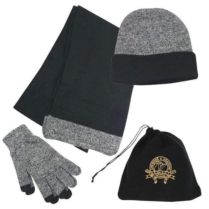 Cold Weather Accessories Set - Black with Gray 3 Cold Weather Accessories Set - Black with Gray