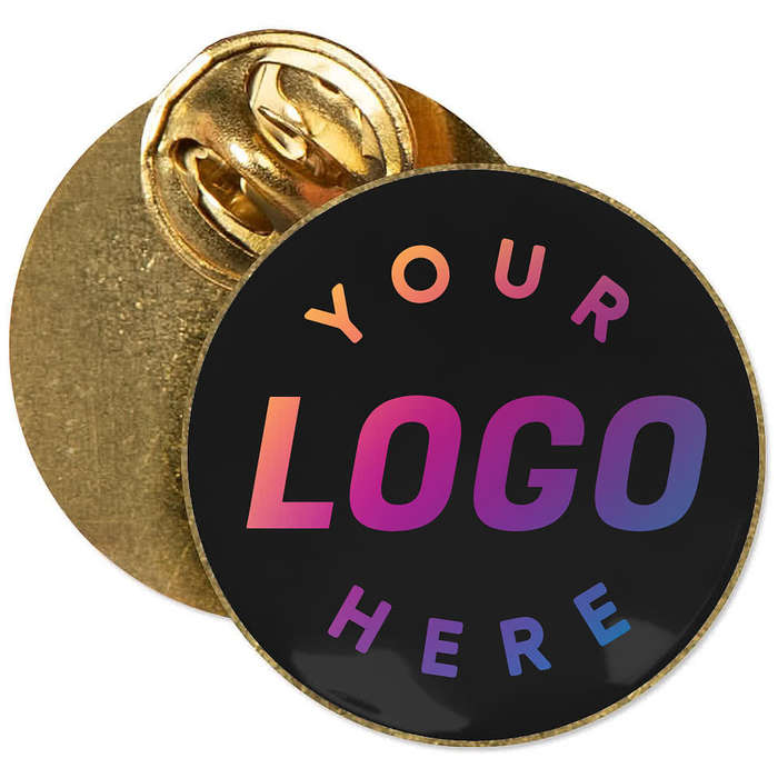 1" Round Lapel Pin - Navy / Brass