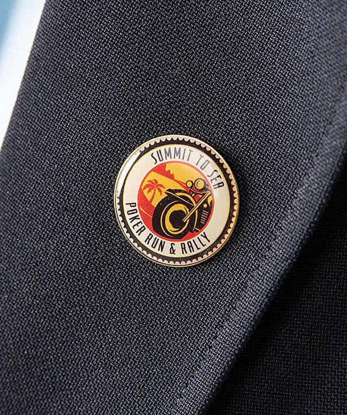 1" Round Lapel Pin - Navy / Brass