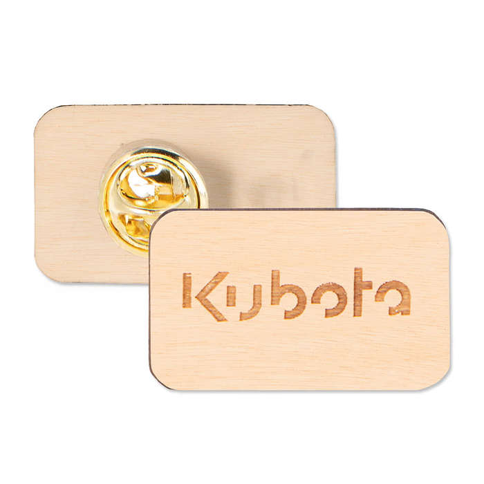 Laser Engraved Rectangle Wood Lapel Pin - Maple
