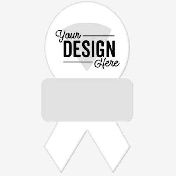 Full Color Awareness Ribbon Laminated Plastic Lapel Pin - White