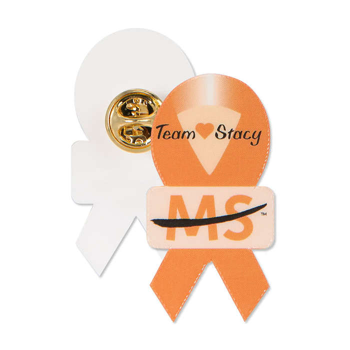 Full Color Awareness Ribbon Laminated Plastic Lapel Pin - White