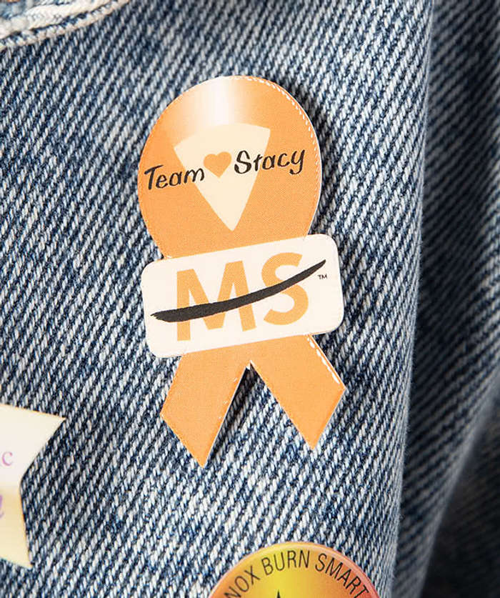 Full Color Awareness Ribbon Laminated Plastic Lapel Pin - White