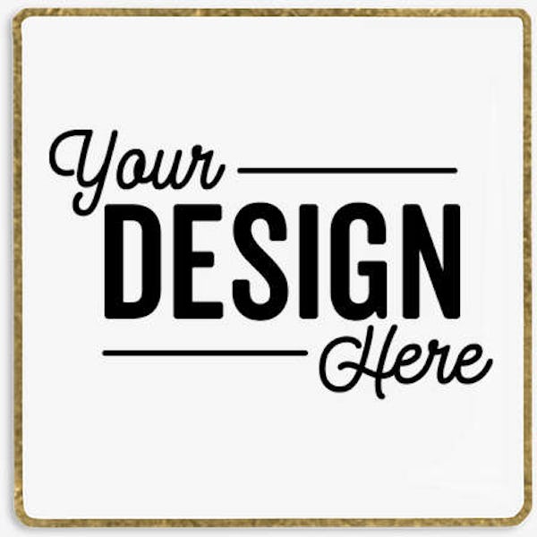 1" Square Lapel Pin - White / Brass
