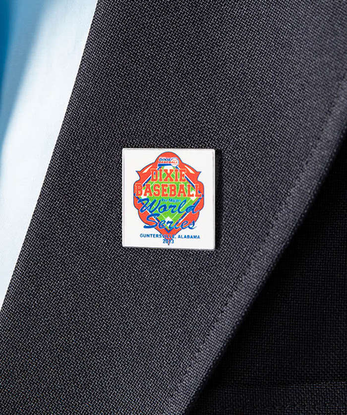 1" Square Lapel Pin - White / Brass