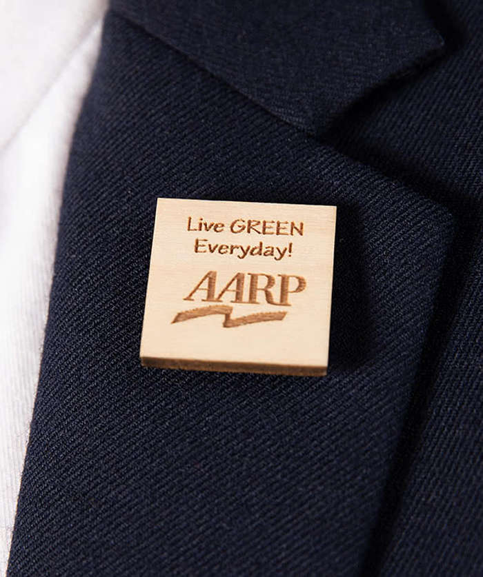 Laser Engraved 1" Square Wood Lapel Pin - Maple
