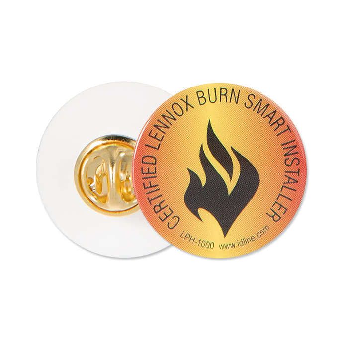 Full Color 1" Round Laminated Plastic Lapel Pin - Red