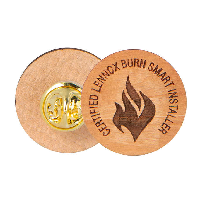 Laser Engraved 1" Round Wood Lapel Pin - Maple