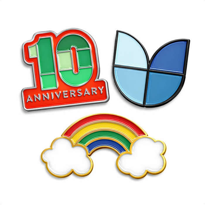 Full Color 1.25" Die Cut Enamel Lapel Pin - Silver