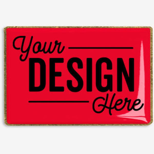 Rectangular Lapel Pin - Red / Brass