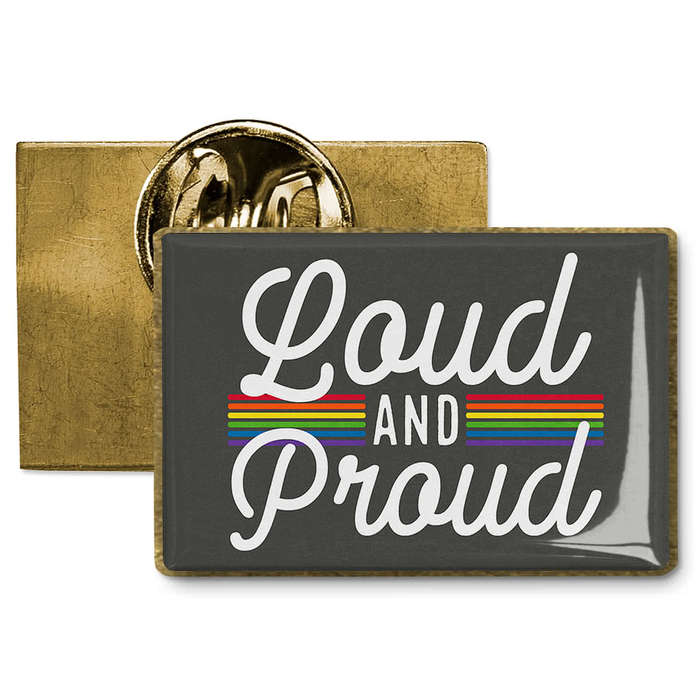 Rectangular Lapel Pin - Red / Brass